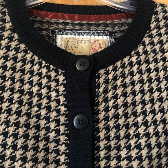 Billabong Cardigan Sweater 3/4 Sleeve in Black and White Houndstooth Size M - Picture 4 of 7